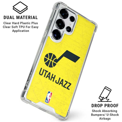 NBA Utah Jazz Yellow Texture Galaxy S25 Ultra Clear Case